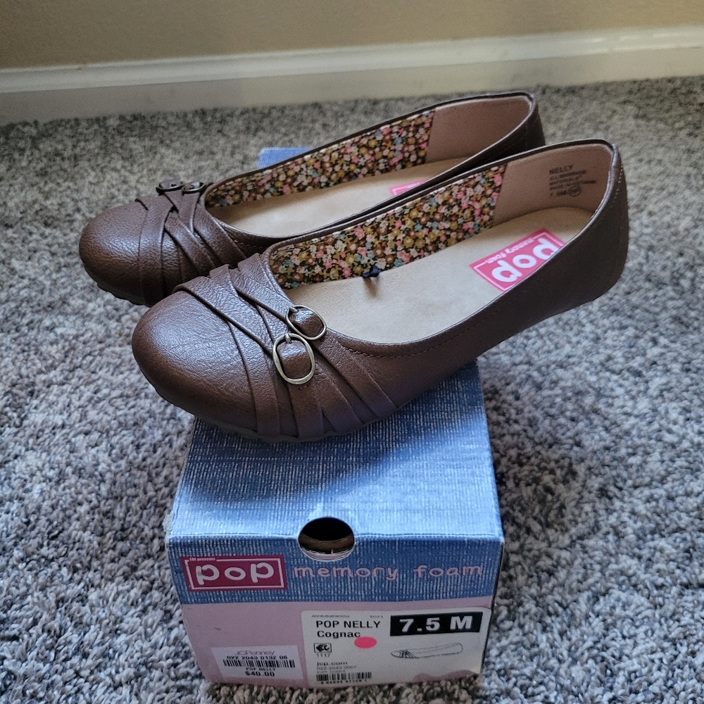 Pop Nelly Cognac Flats